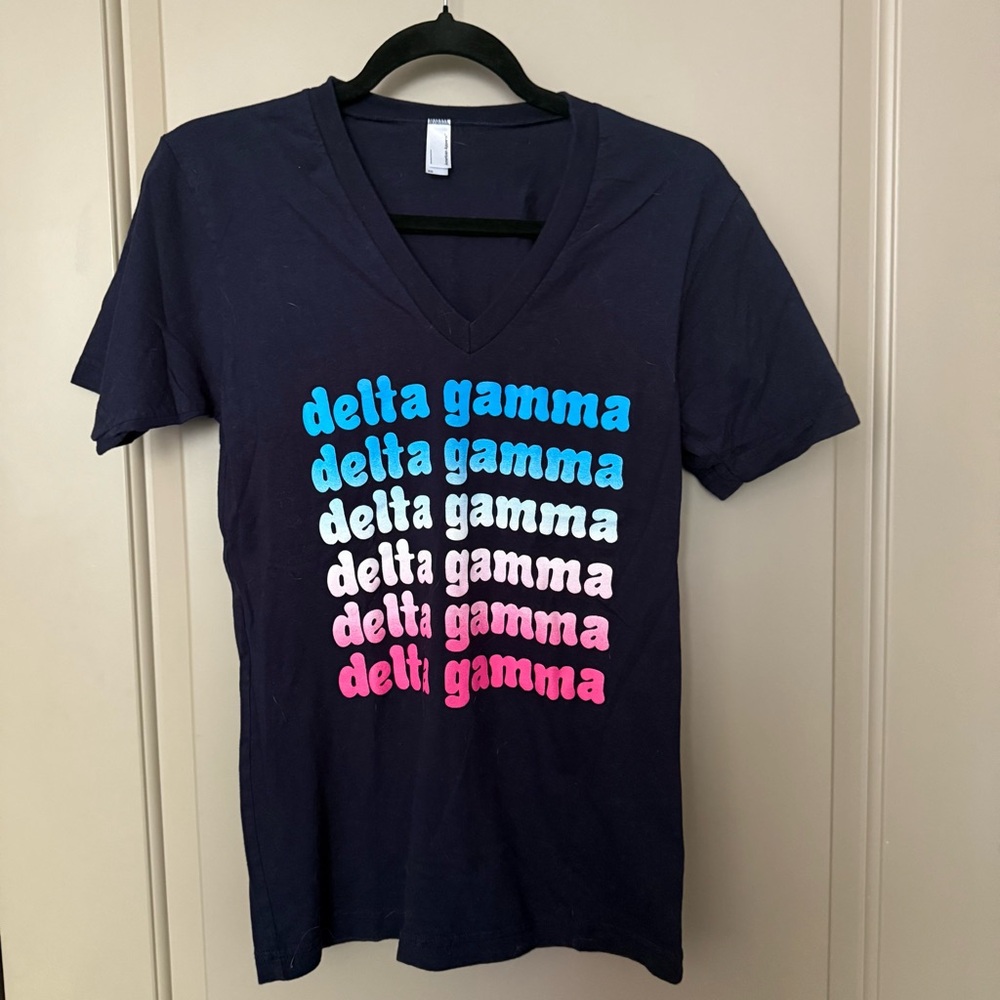 Delta Gamma Women's Navy V-Neck T-Shirt